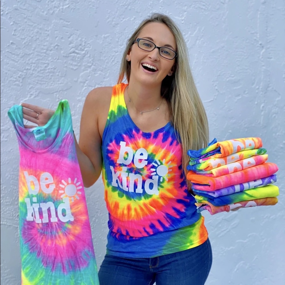 Be kind bright tie-dye tank